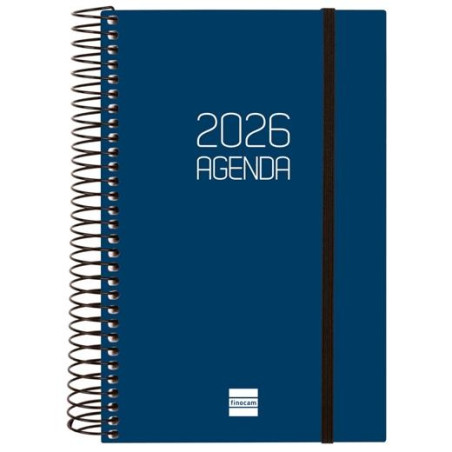 742901026 FINOCAM AGENDA ESPIRAL OPAQUE E5-117X181MM 1DP TAPA PP AZUL 2026