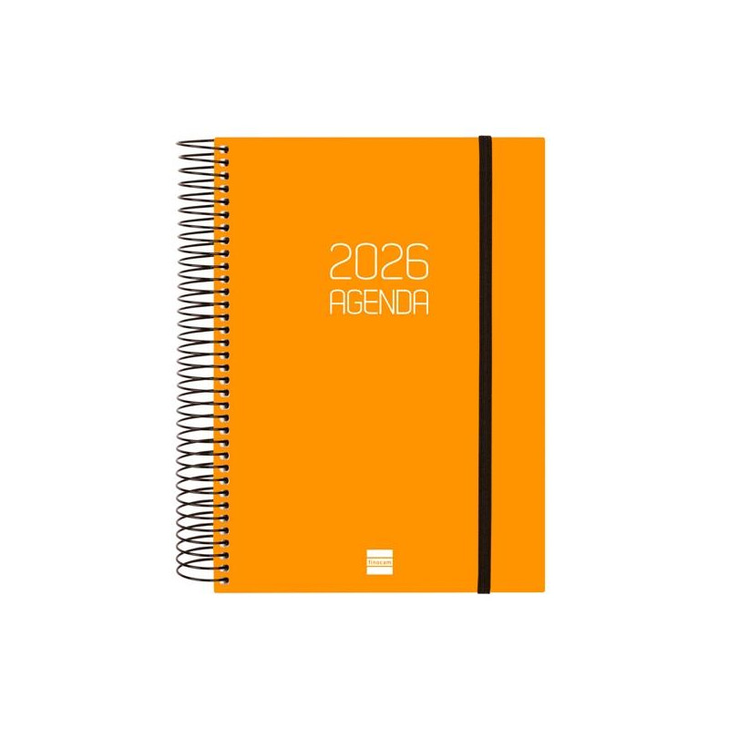 742912926 FINOCAM AGENDA ESPIRAL OPAQUE E10-155X212MM 1DP TAPA PP NARANJA 2026