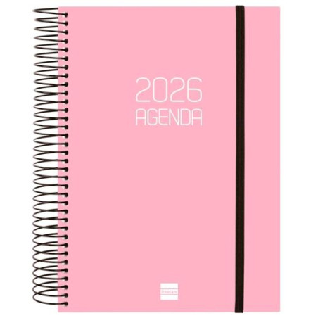 742914526 FINOCAM AGENDA ESPIRAL OPAQUE E10-155X212MM 1DP TAPA PP ROSA 2026