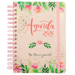 770320126 FINOCAM AGENDA ESPIRAL THE FLOWER JOURNAL E10-155X212MM 1DP TAPA DURA ROSA 2026