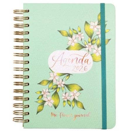 770320226 FINOCAM AGENDA ESPIRAL THE FLOWER JOURNAL E10-155X212MM 1DP TAPA DURA VERDE 2026
