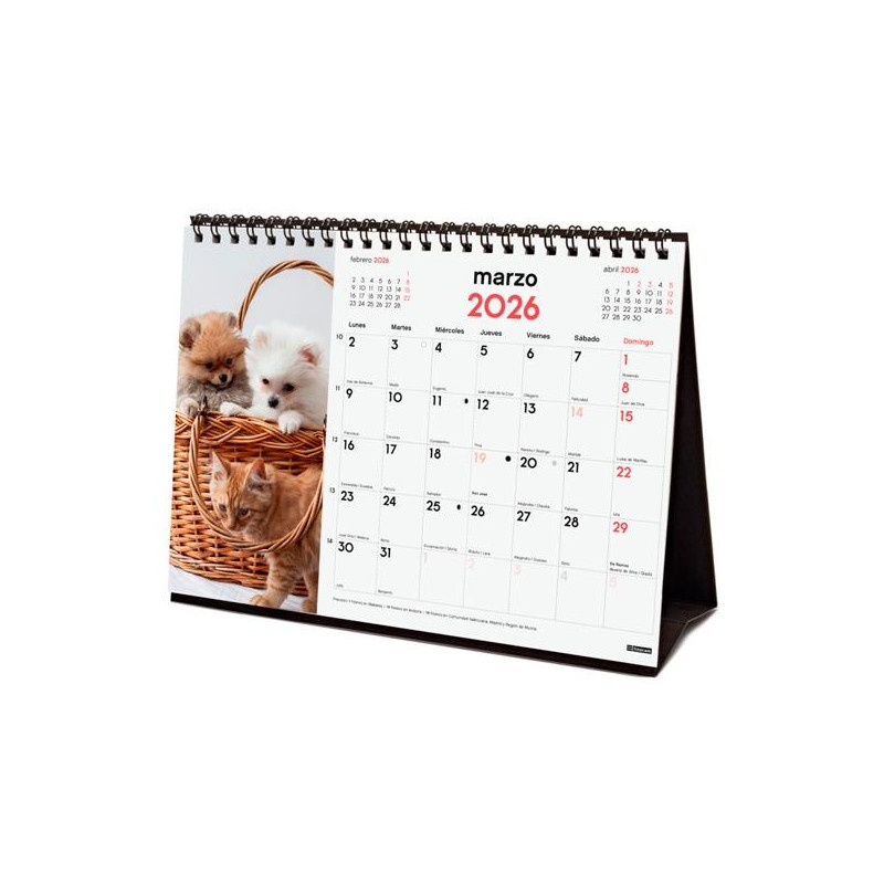 780323926 FINOCAM CALENDARIO DE SOBREMESA PARA ESCRIBIR S-210X150MM MV IMÁGENES PERROS Y GATOS 2026