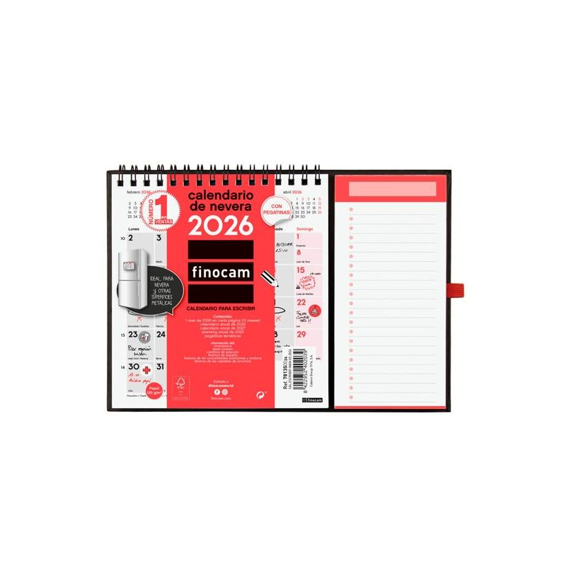 781350026 FINOCAM CALENDARIO CON IMÁN PARA ESCRIBIR XS-140X150MM MV NEUTRO 2026