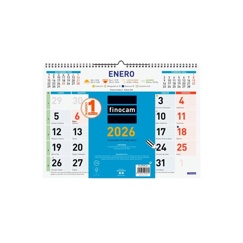 781400026 FINOCAM CALENDARIO DE PARED MIXTO L-430X310MM MV COLOR 2026