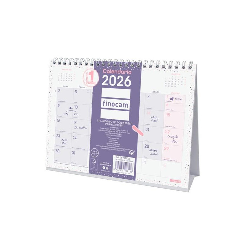787022726 FINOCAM CALENDARIO DE SOBREMESA PARA ESCRIBIR S-210X150MM MV CHIC MORADO 2026