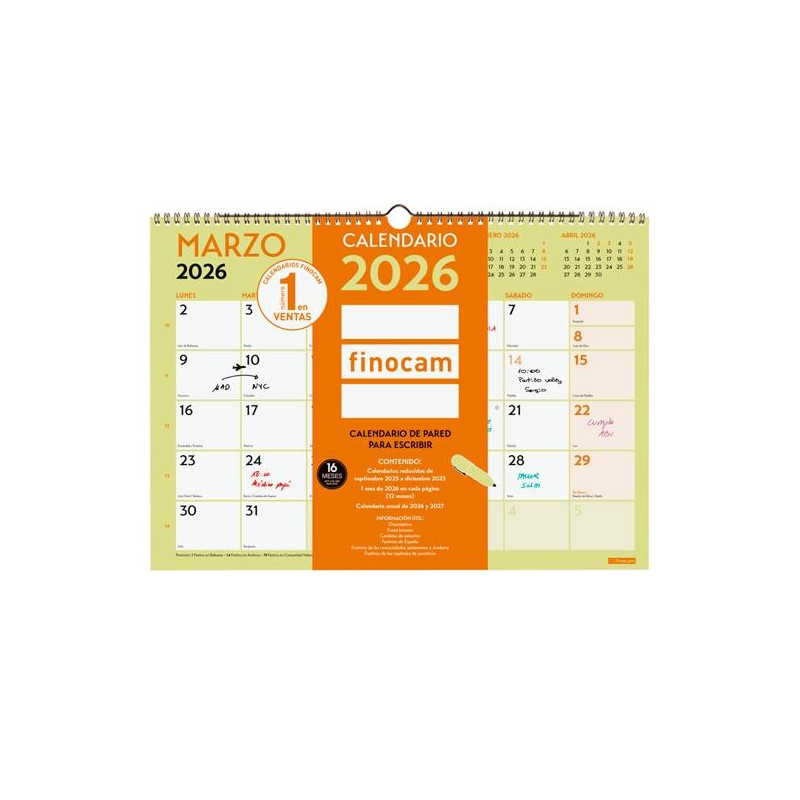 787240126 FINOCAM CALENDARIO DE PARED PARA ESCRIBIR A3-420X297MM MV GRAFIK 2026