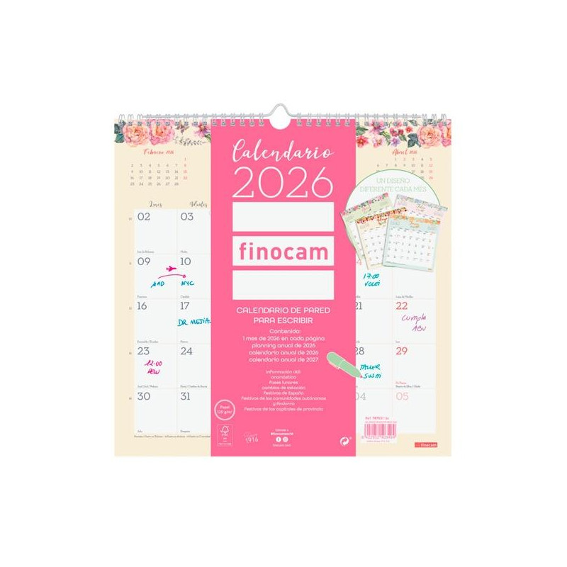 787530126 FINOCAM CALENDARIO DE PARED 30X30-300X300MM MV DESIGN 2026