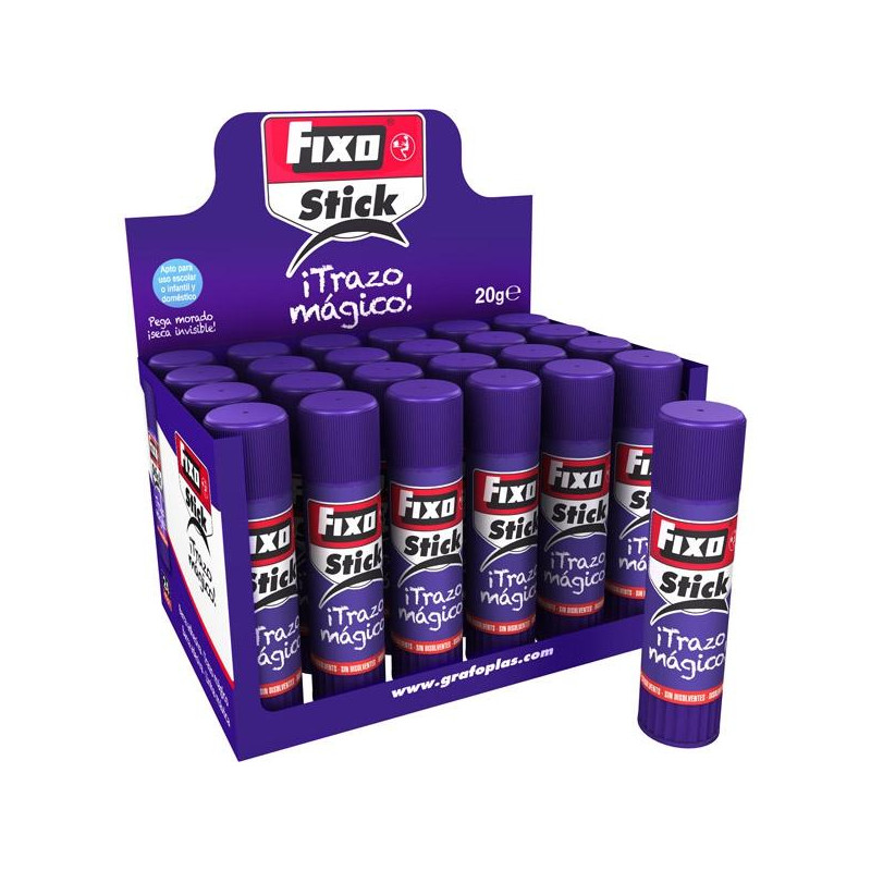 00020535 FIXO PEGAMENTO EN BARRA 20GR "TRAZO MÁGICO" MORADO CAJA EXPOSITORA -24UD-