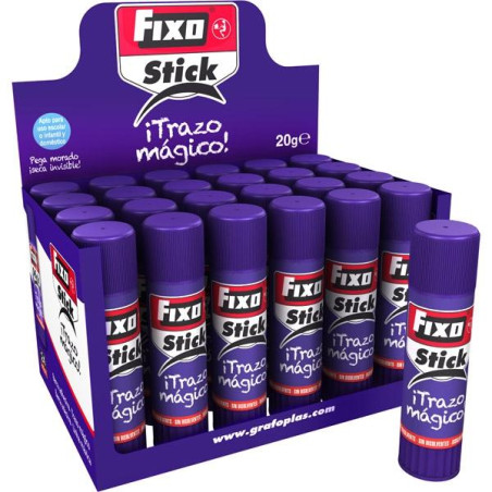 00020535 FIXO PEGAMENTO EN BARRA 20GR "TRAZO MÁGICO" MORADO CAJA EXPOSITORA -24UD-