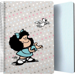 16502226 GRAFOPLÁS CUADERNO ESPIRAL FOLIO 80H 4X4MM 90GR TAPA PP MAFALDA BIRD