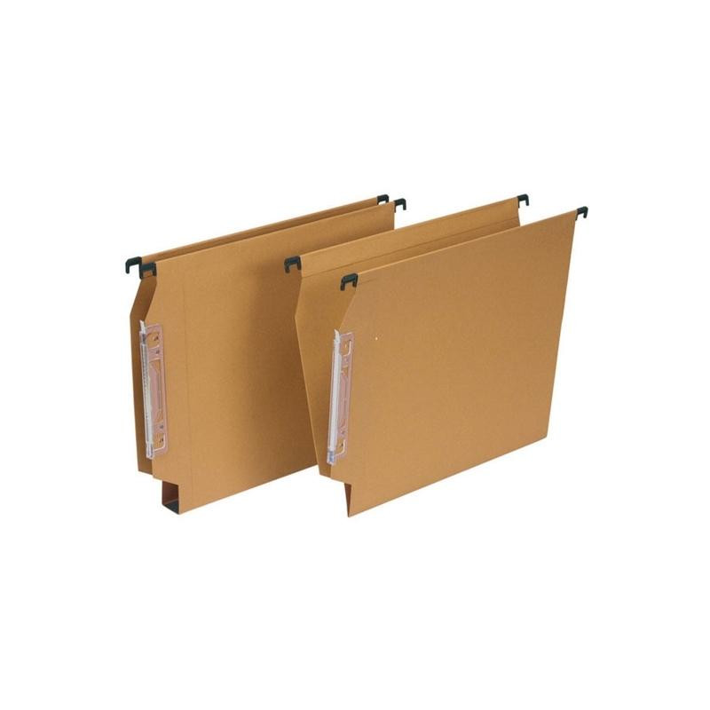 00010149 GRAFOPLÁS CARPETAS COLGANTES VISOR LATERAL A4 LOMO V CARTULINA FSC PACK 50 KRAFT