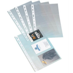 03802000 GRAFOPLÁS FUNDAS PORTATARJETAS 1/4 LOMO REFORZADO 11 TALADROS PP TRANSPARENTE BOLSA 10 UD
