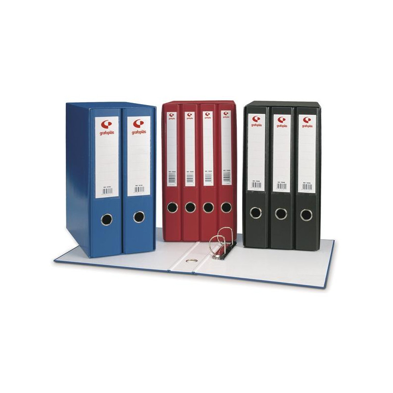 07279230 GRAFOPLAS MÓDULO GRAFCOLOR 2 ARCHIVADORES PALANCA 2 ANILLAS MIXTAS 65MM FOLIO CUBIERTA FORRADA PP AZUL