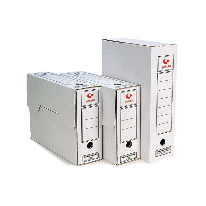 70907900 GRAFOPLAS CAJA ARCHIVO DEFINITIVO FOLIO PROLONGADO CARTÓN MICROCANAL BLANCO PACK 50 UD