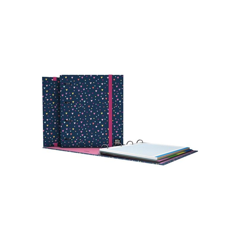 88122722 GRAFOPLÁS CARPETA ANILLAS MIXTAS 4X35 CARPEBOOK A4 C/RECAMBIO 90H 5X5 90GR CARTÓN FORRADO BITS&BOBS HEARTS