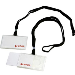 09073000 GRAFOPLÁS PORTADISTINTIVOS INYECTADO + CORDON NEGRO 65X95MM  PACK -50U-
