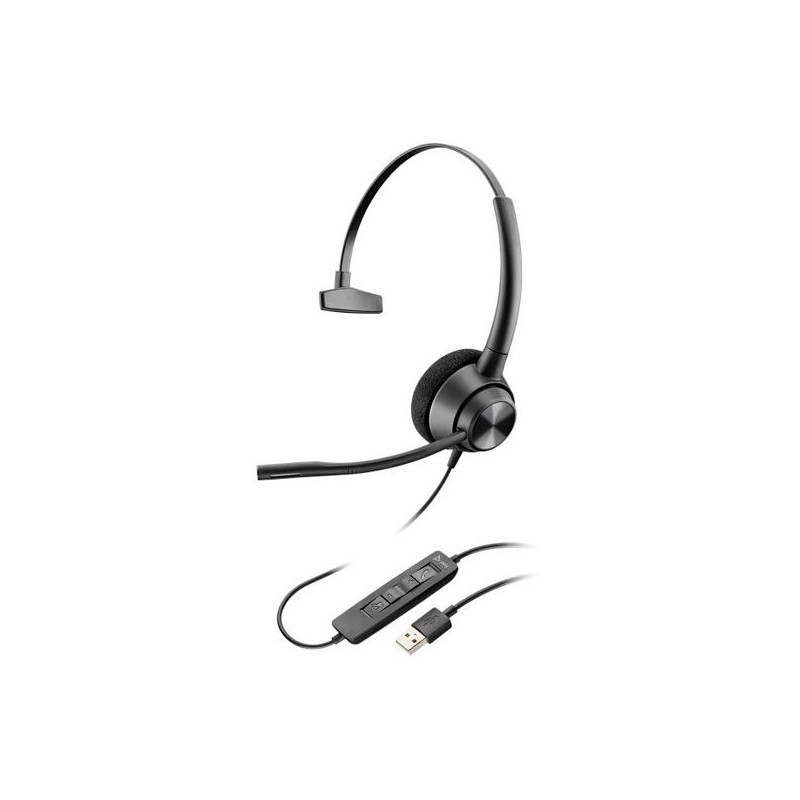 214568-01 HP POLY AURICULARES ENCOREPRO EP310 DIADEMA MONOAURAL C/ MICRÓFONO CONTROL DE VOLUMEN CABLE USB-A NEGRO