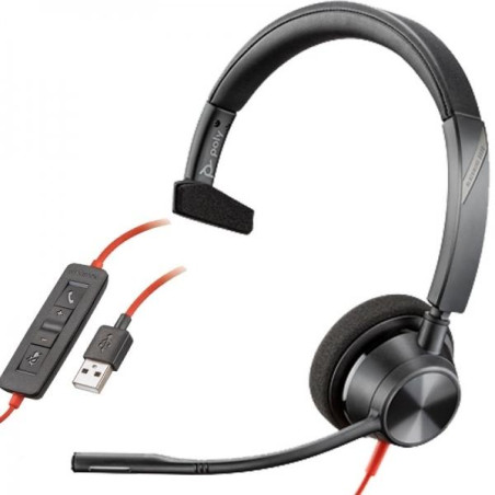 8X216AA HP POLY AURICULARES BLACKWIRE C3310 DIADEMA MONOAURAL C/ MICRÓFONO CONTROL DE VOLUMEN CABLE USB NEGRO