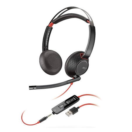 8X231A6 HP POLY AURICULARES BLACKWIRE 5220 DIADEMA BINAURAL C/ MICRÓFONO CONTROL DE VOLUMEN CABLE USB+JACK 3