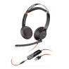 8X231A6 HP POLY AURICULARES BLACKWIRE 5220 DIADEMA BINAURAL C/ MICRÓFONO CONTROL DE VOLUMEN CABLE USB+JACK 3