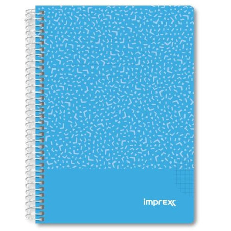 IMP0105 IMPREX CUADERNO ESPIRAL TAPA PP A5 80H 90GR 4X4 AZUL