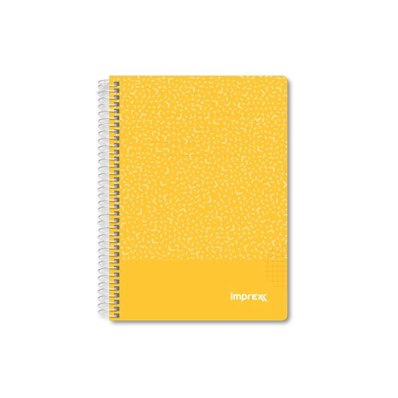 IMP0106 IMPREX CUADERNO ESPIRAL TAPA PP A5 80H 90GR 4X4 AMARILLO