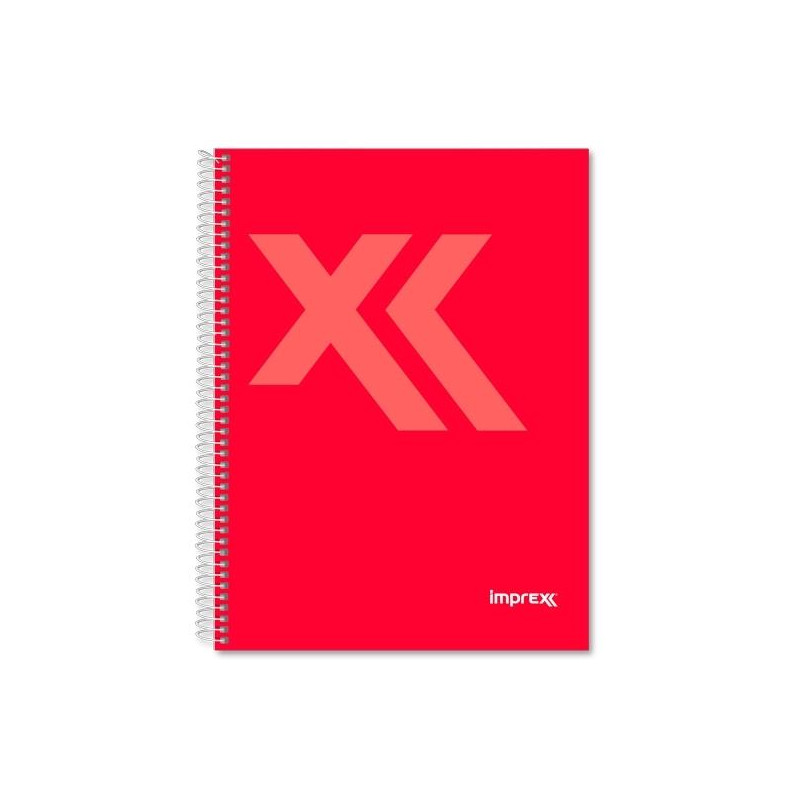 IMP0108 IMPREX CUADERNO ESPIRAL TAPA FORRADA FOLIO 80H 90GR 4X4 ROJO