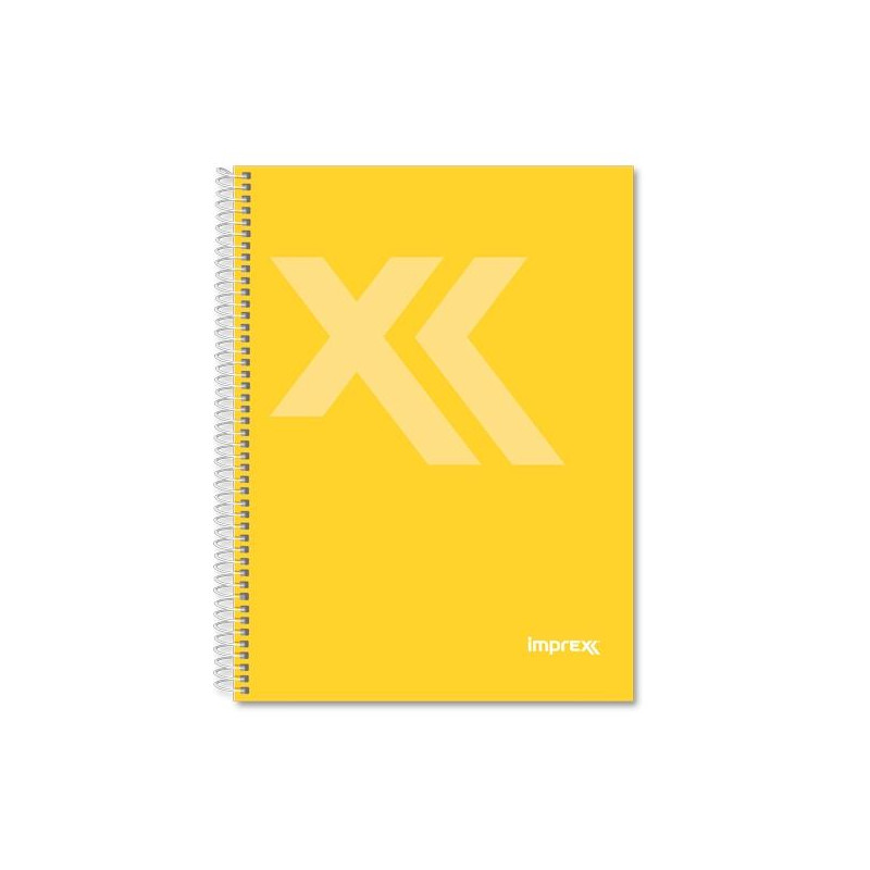 IMP0110 IMPREX CUADERNO ESPIRAL TAPA FORRADA FOLIO 80H 90GR 4X4 AMARILLO