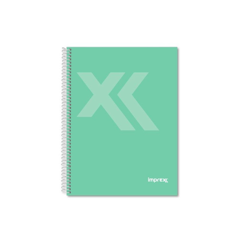 IMP0111 IMPREX CUADERNO ESPIRAL TAPA FORRADA FOLIO 80H 90GR 4X4 VERDE
