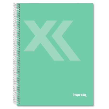 IMP0111 IMPREX CUADERNO ESPIRAL TAPA FORRADA FOLIO 80H 90GR 4X4 VERDE