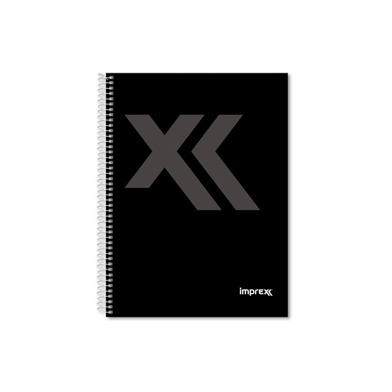 IMP0112 IMPREX CUADERNO ESPIRAL TAPA FORRADA FOLIO 80H 90GR 4X4 NEGRO