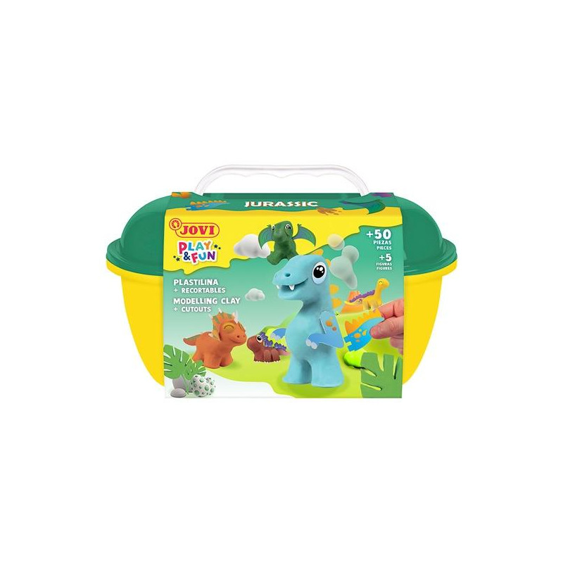 2201 JOVI PLASTILINA + ACCESORIOS PLAY&FUN COFRE JURASIC