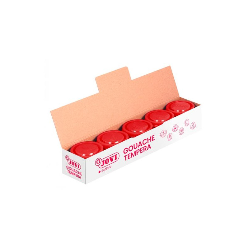 50307 JOVI TÉMPERA ESCOLAR ESTUCHE 5 BOTES BERMELLÓN DE 35ML