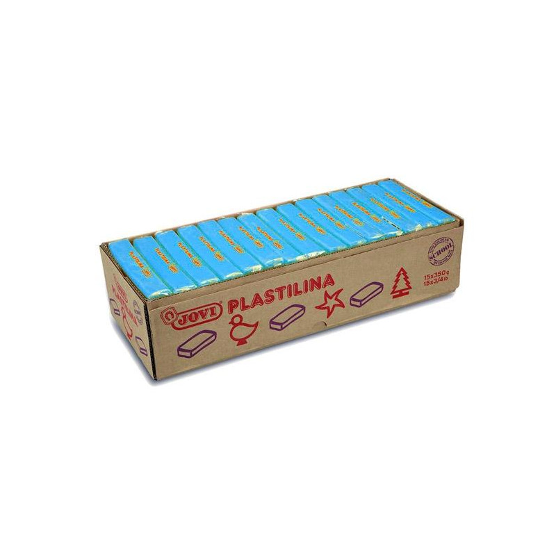 7212 JOVI PLASTILINA PASTILLA 350GR UNICOLOR AZUL CLARO CAJA 15 UD