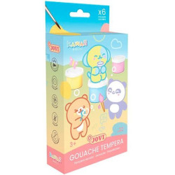 KW507P JOVI TÉMPERA KAWAII ESTUCHE 6 BOTES 35ML + PINCEL COLORES SURTIDOS PASTEL