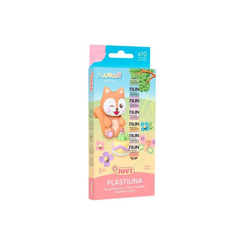 KW90/10 JOVI PLASTILINA KAWAII BARRAS 15GR C/SURTIDOS ESTUCHE 10 UD