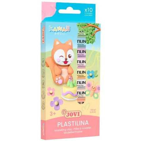 KW90/10 JOVI PLASTILINA KAWAII BARRAS 15GR C/SURTIDOS ESTUCHE 10 UD