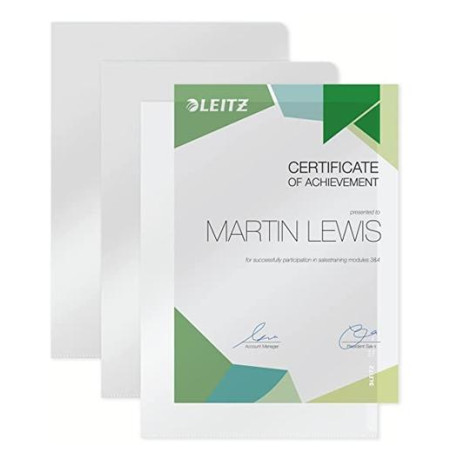 41000203 LEITZ DOSSIER UÑERO PVP RÍGIDO 150 MICRAS A4 CAJA 100 UNIDADES BLANCO TRANSLÚCIDO