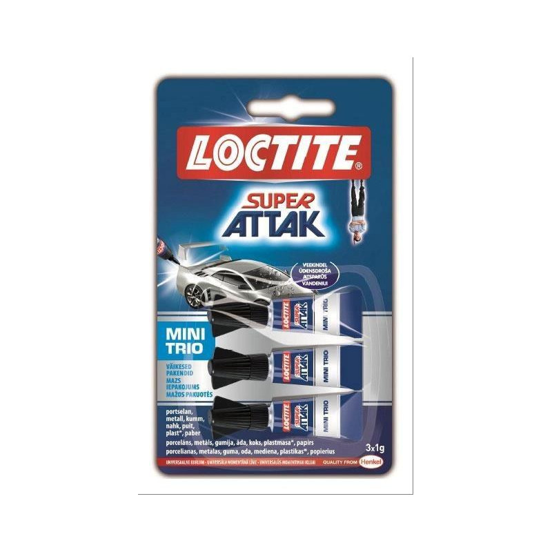 9000100828239 LOCTITE SUPER ATTAK ADHESIVO INSTANTÁNEO MINI TRIO 3X1GR