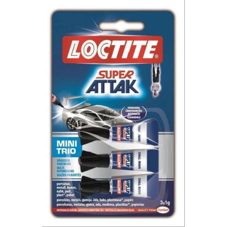 9000100828239 LOCTITE SUPER ATTAK ADHESIVO INSTANTÁNEO MINI TRIO 3X1GR