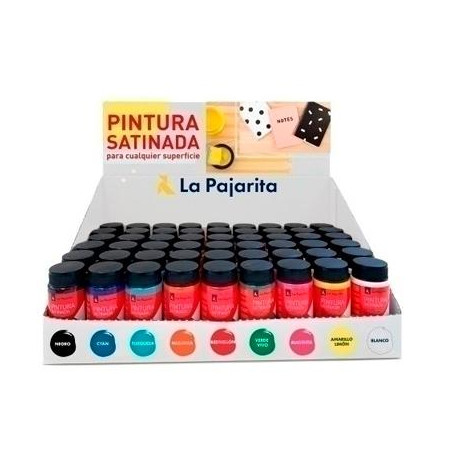 090915 LA PAJARITA PINTURA SATINADA BOTE DE 35ML COLORES SURTIDOS EXPOSITOR SOBREMESA 54UD