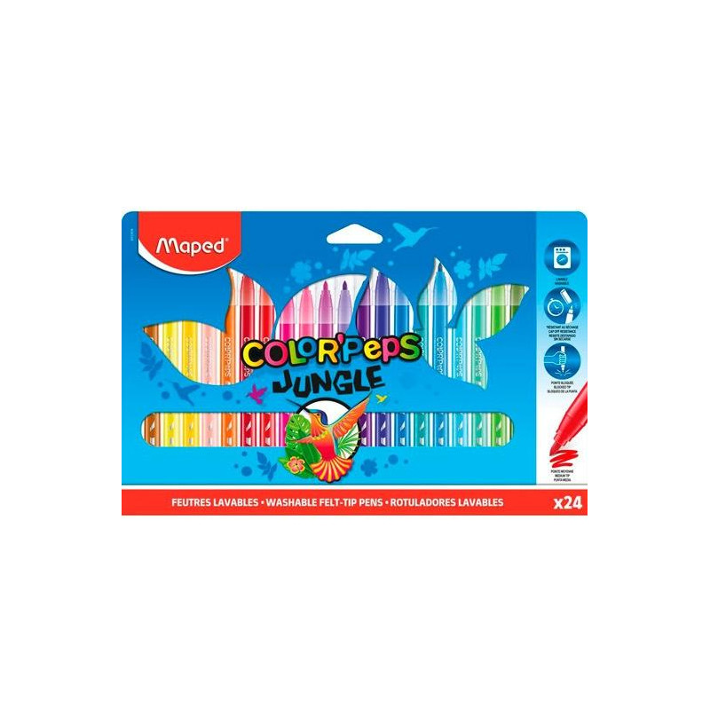 845904 MAPED ROTULADORES COLOR´PEPS JUNGLE 2.0 ESTUCHE DE 24 C/SURTIDOS