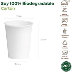 30301D VASO CARTÓN BIODEGRADABLE 200CC BLANCO PACK 25 UD