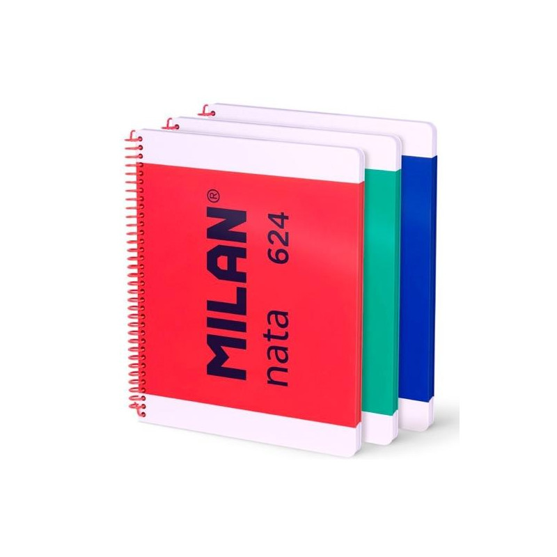 57043E80X3 MILAN CUADERNO ESPIRAL A4 80H 95GR 5X5 TAPA DURA COLECCIÓN NATA® 624 SINCE 1918 SURTIDO PACK 3 UD
