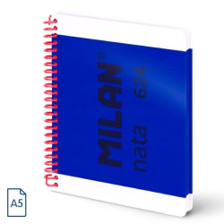 57053E80B MILAN CUADERNO ESPIRAL A5 80H 95GR 5X5MM TAPA DURA COLECCIÓN NATA® 624 SINCE 1918 AZUL