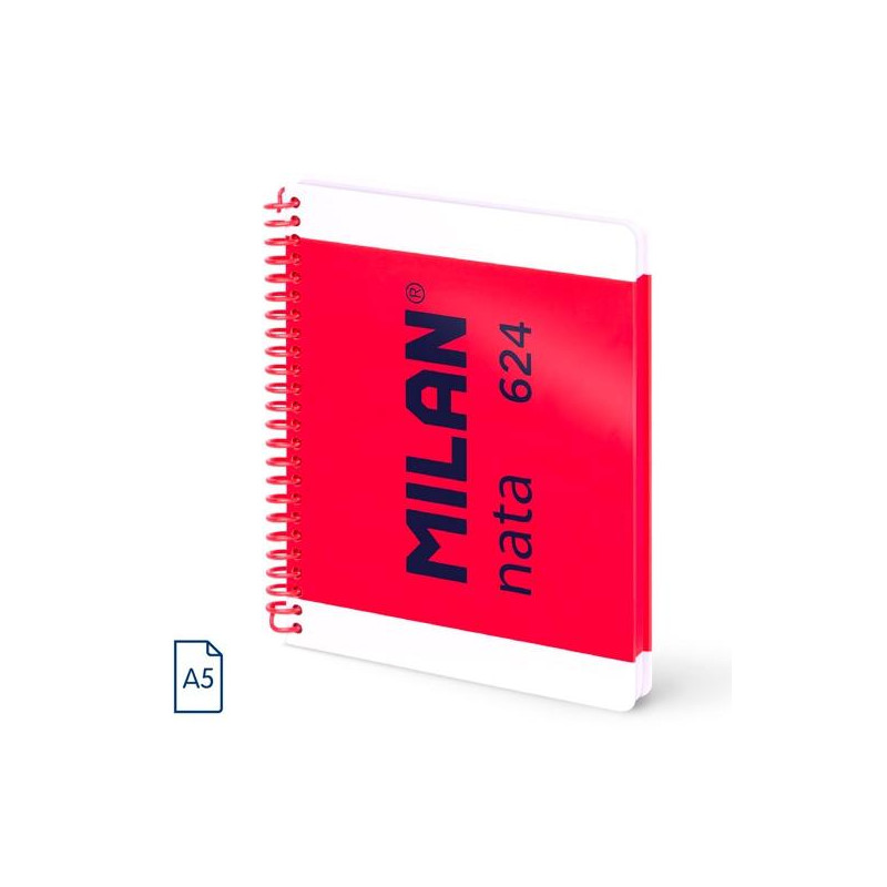 57053E80P MILAN CUADERNO ESPIRAL A5 80H 95GR 5X5MM TAPA DURA COLECCIÓN NATA® 624 SINCE 1918 ROSA