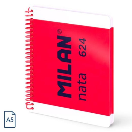 57053E80P MILAN CUADERNO ESPIRAL A5 80H 95GR 5X5MM TAPA DURA COLECCIÓN NATA® 624 SINCE 1918 ROSA