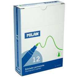 16429124 MILAN ROTULADOR PERMANENTE PUNTA REDONDA Ø4MM VERDE CAJA 12 UD