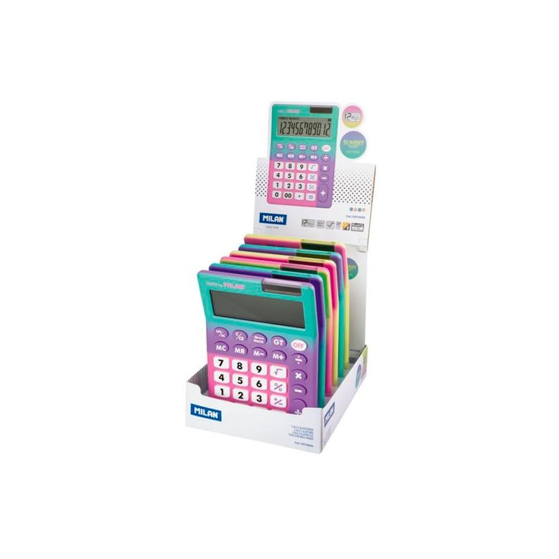 159706SN MILAN CALCULADORA 12 DÍGITOS SUNSET -CAJA EXPOSITORA 6U-