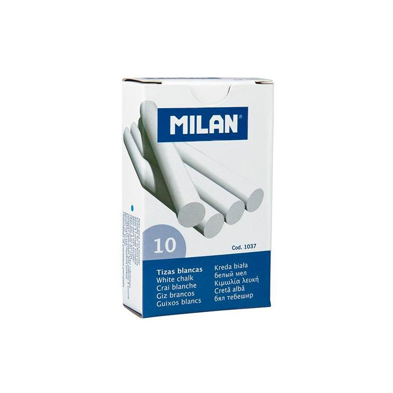 1037 MILAN TIZAS BLANCAS (SULFATO DE CALCIO) CAJA DE 10UD